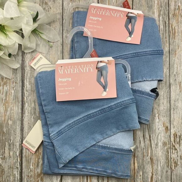 Women's Maternity Blue Denim Stretch Jeggings Pants  Jeans 2-Pack Size M - Picture 1 of 8